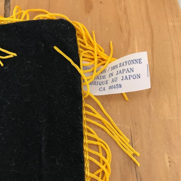 Birds of Paradise Painted Velvet Cushion Cover Fringe Edge Vintage Made in Japan - Picture 2 of 7